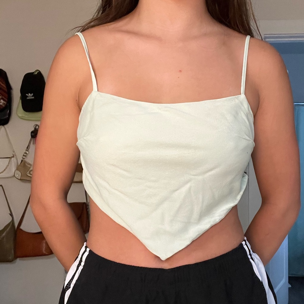 Light green open back top